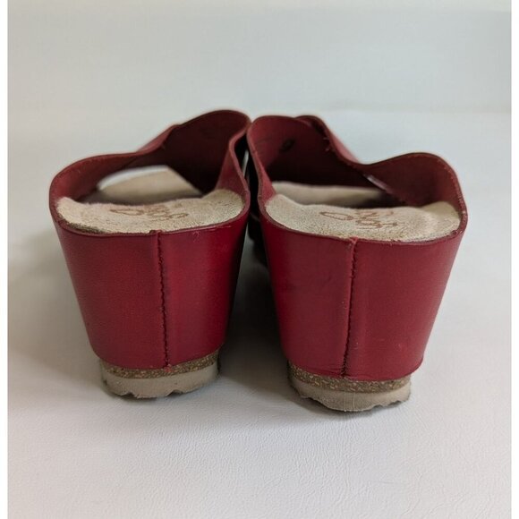 Yokono Mora Wedge Red Leather Cork Sandal Women's Size 9 - Picture 5 of 6